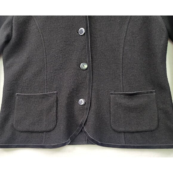 Talbots Petites Black Merino Wool Button-Up Jacket Pockets Medium - Picture 2 of 9